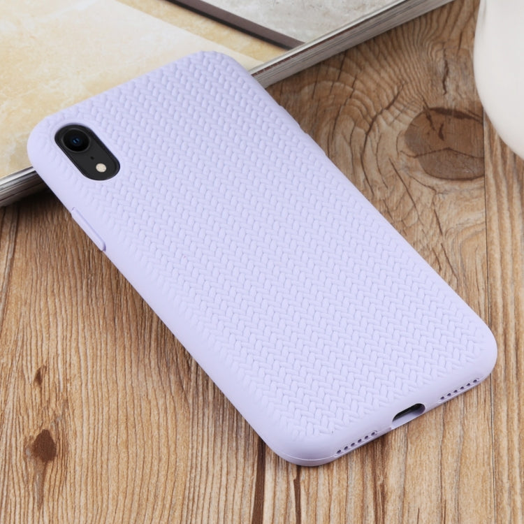 For iPhone XR Herringbone Texture Silicone Protective Case