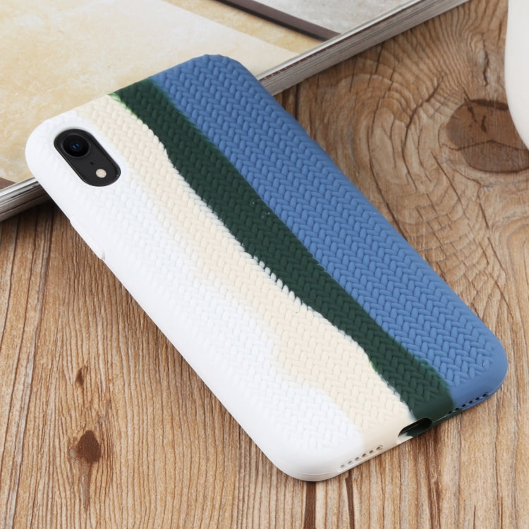 For iPhone XR Herringbone Texture Silicone Protective Case