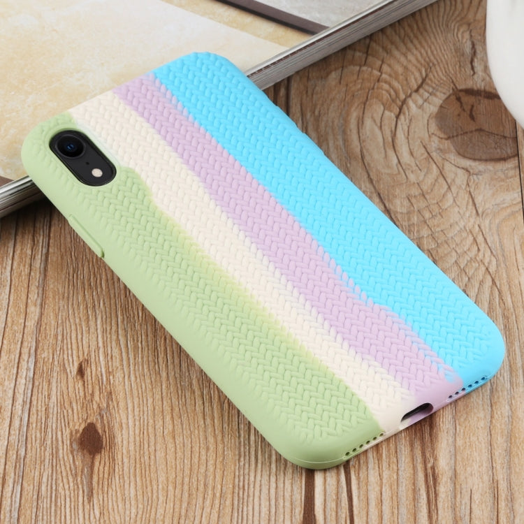 For iPhone XR Herringbone Texture Silicone Protective Case