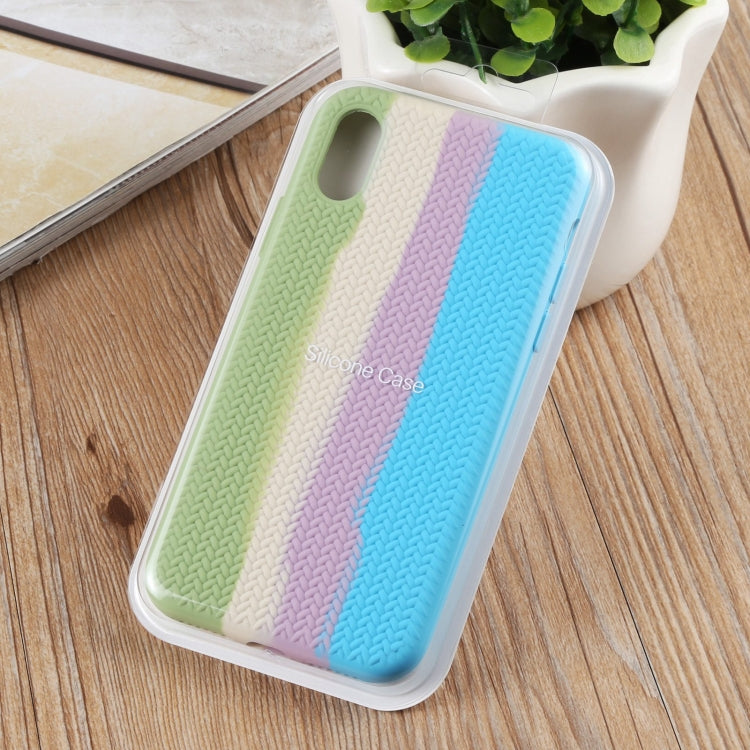 For iPhone XR Herringbone Texture Silicone Protective Case