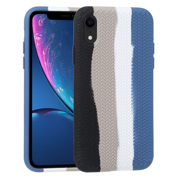 For iPhone XR Herringbone Texture Silicone Protective Case