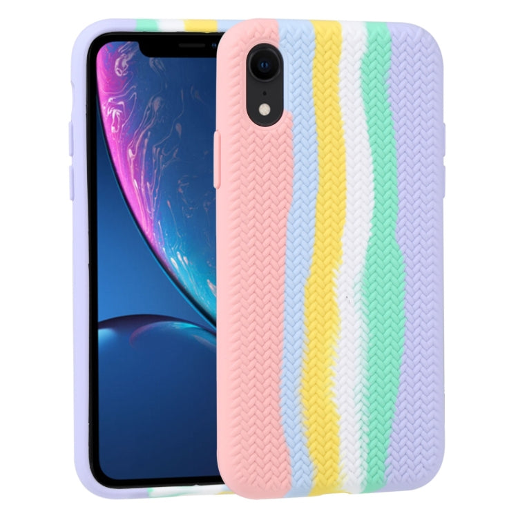 For iPhone XR Herringbone Texture Silicone Protective Case