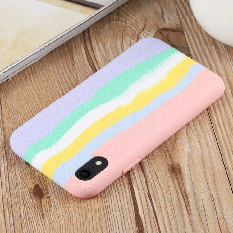 For iPhone XR Herringbone Texture Silicone Protective Case