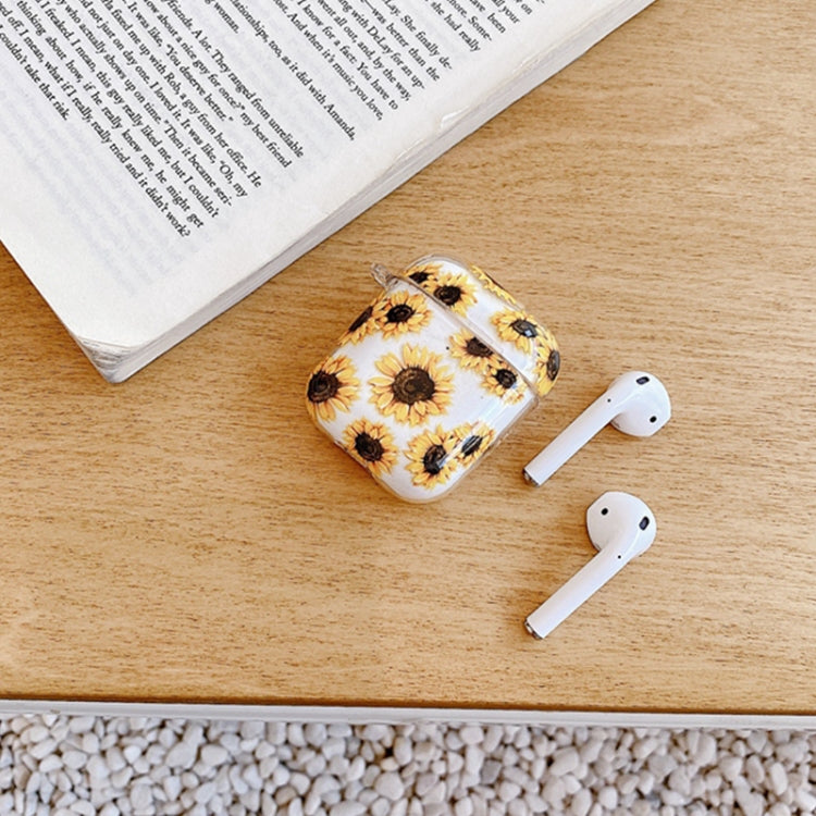 Sun Flower Anti-fall Wireless Earphone PC Protective Case with Hook For AirPods 1/2