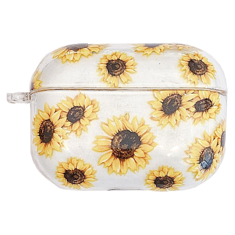 Sun Flower Anti-fall Wireless Earphone PC Protective Case with Hook For AirPods Pro