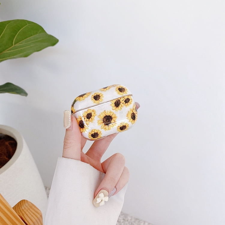 Sun Flower Anti-fall Wireless Earphone PC Protective Case with Hook For AirPods Pro