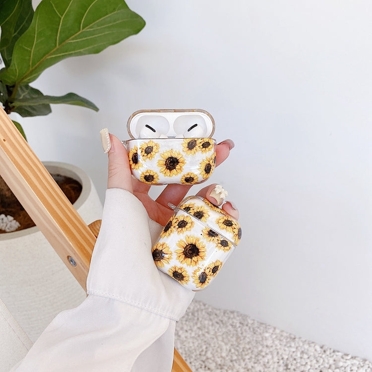 Sun Flower Anti-fall Wireless Earphone PC Protective Case with Hook For AirPods Pro