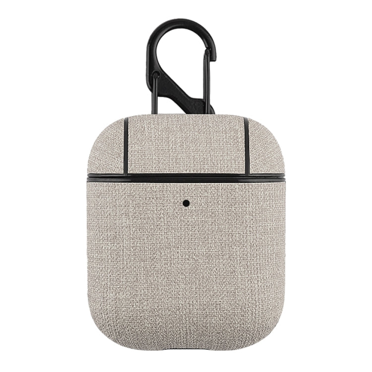 CP580 Casual Burlap Texture Anti-fall Wireless Earphone Protective Case with Hook For AirPods 1/2