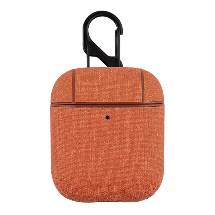 CP580 Casual Burlap Texture Anti-fall Wireless Earphone Protective Case with Hook For AirPods 1/2