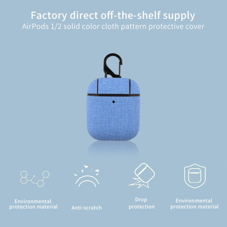 CP580 Casual Burlap Texture Anti-fall Wireless Earphone Protective Case with Hook For AirPods 1/2