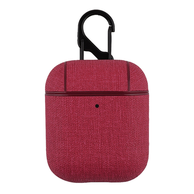 CP580 Casual Burlap Texture Anti-fall Wireless Earphone Protective Case with Hook For AirPods 1/2