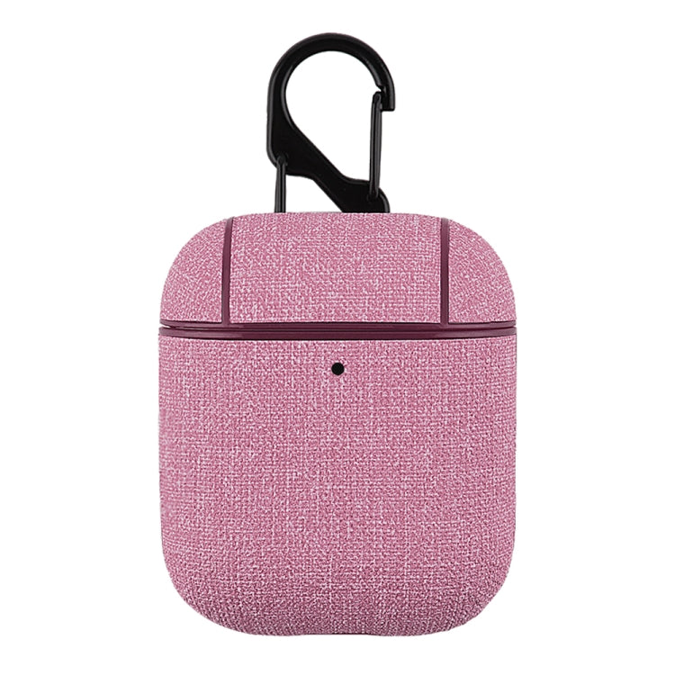 CP580 Casual Burlap Texture Anti-fall Wireless Earphone Protective Case with Hook For AirPods 1/2