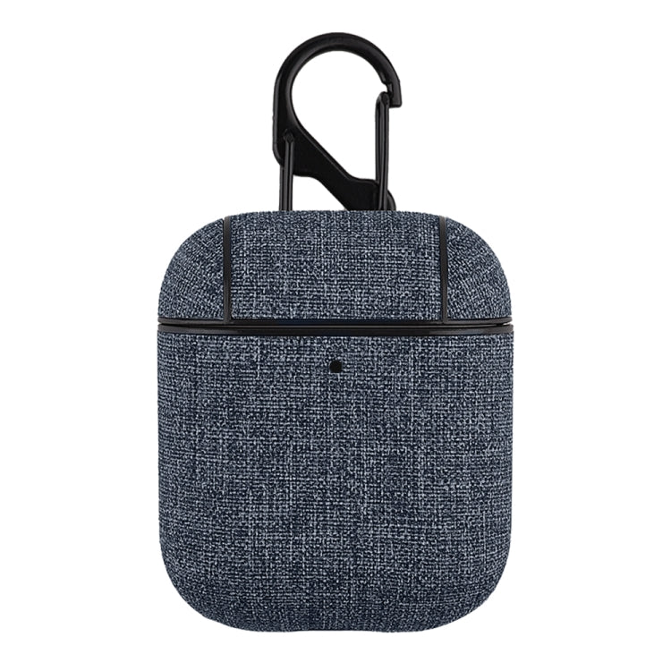 CP580 Casual Burlap Texture Anti-fall Wireless Earphone Protective Case with Hook For AirPods 1/2