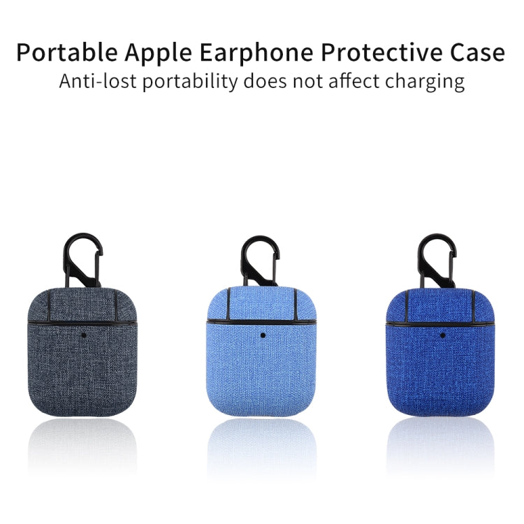 CP580 Casual Burlap Texture Anti-fall Wireless Earphone Protective Case with Hook For AirPods 1/2