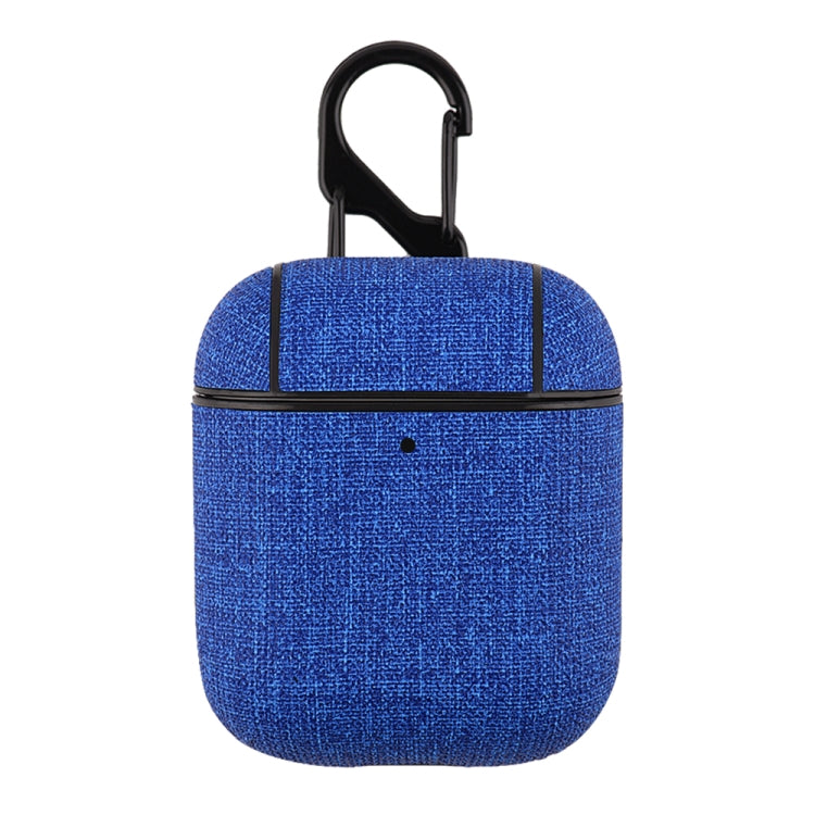 CP580 Casual Burlap Texture Anti-fall Wireless Earphone Protective Case with Hook For AirPods 1/2