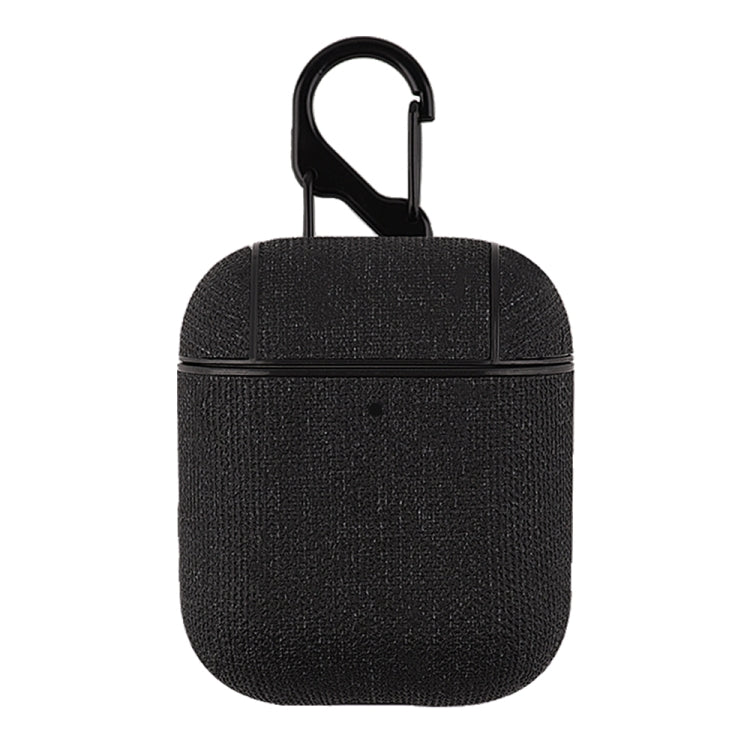 CP580 Casual Burlap Texture Anti-fall Wireless Earphone Protective Case with Hook For AirPods 1/2