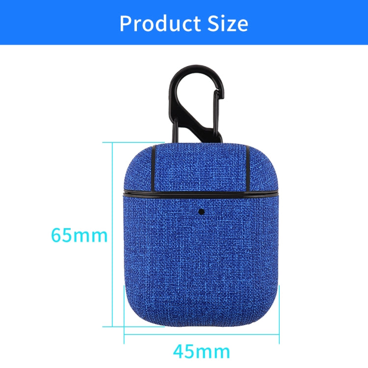CP580 Casual Burlap Texture Anti-fall Wireless Earphone Protective Case with Hook For AirPods 1/2