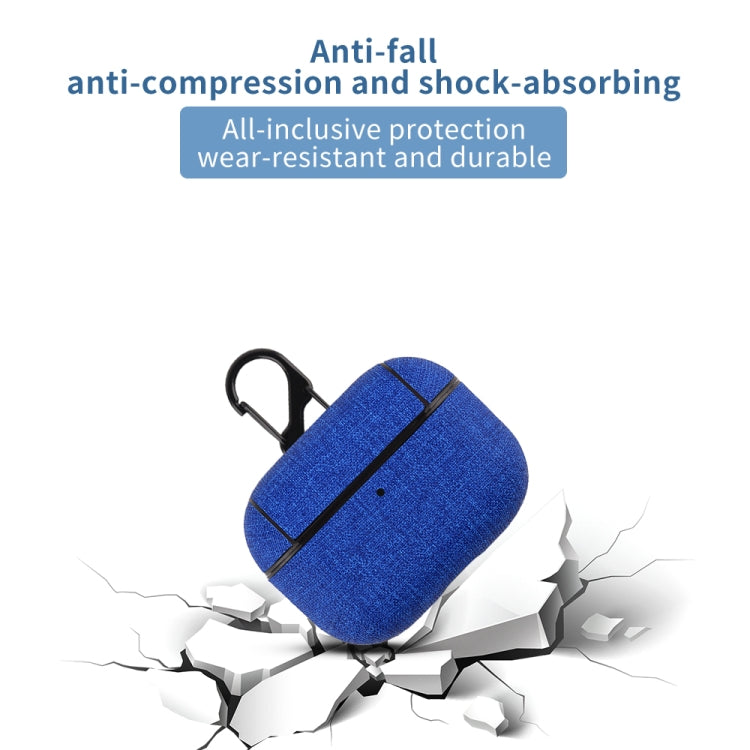 CP580 Casual Burlap Texture Anti-fall Wireless Earphone Protective Case with Hook For AirPods Pro