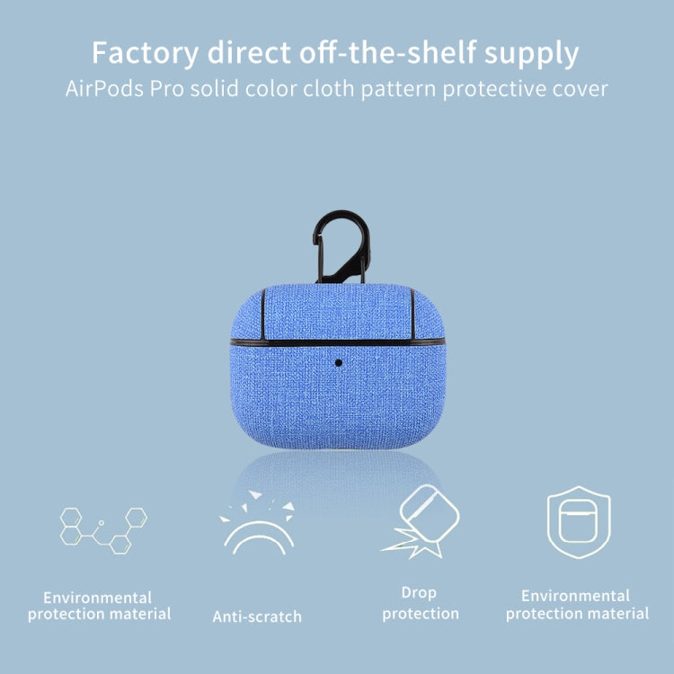 CP580 Casual Burlap Texture Anti-fall Wireless Earphone Protective Case with Hook For AirPods Pro