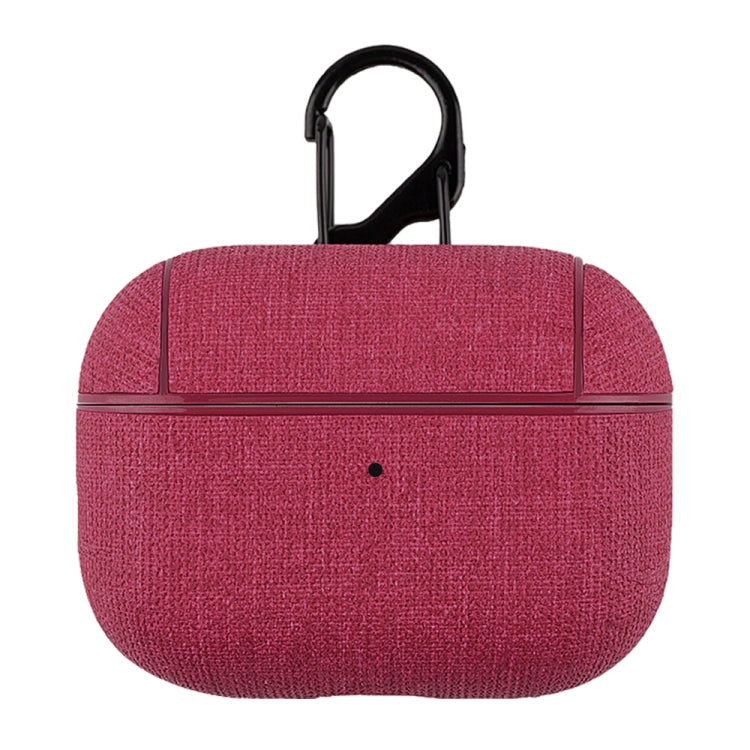 CP580 Casual Burlap Texture Anti-fall Wireless Earphone Protective Case with Hook For AirPods Pro