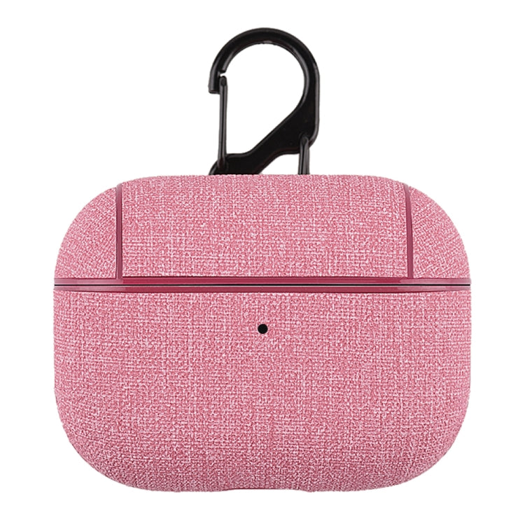 CP580 Casual Burlap Texture Anti-fall Wireless Earphone Protective Case with Hook For AirPods Pro