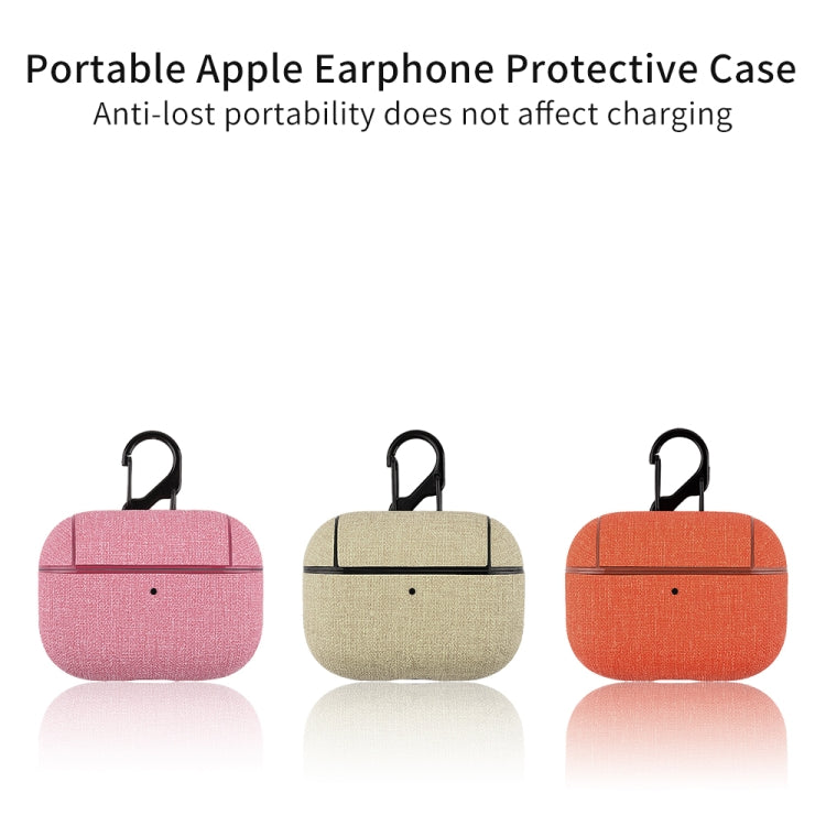 CP580 Casual Burlap Texture Anti-fall Wireless Earphone Protective Case with Hook For AirPods Pro