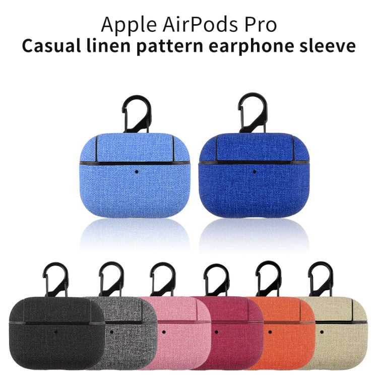 CP580 Casual Burlap Texture Anti-fall Wireless Earphone Protective Case with Hook For AirPods Pro