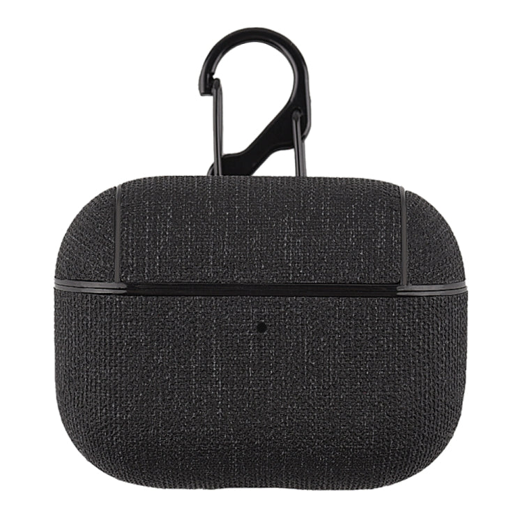 CP580 Casual Burlap Texture Anti-fall Wireless Earphone Protective Case with Hook For AirPods Pro