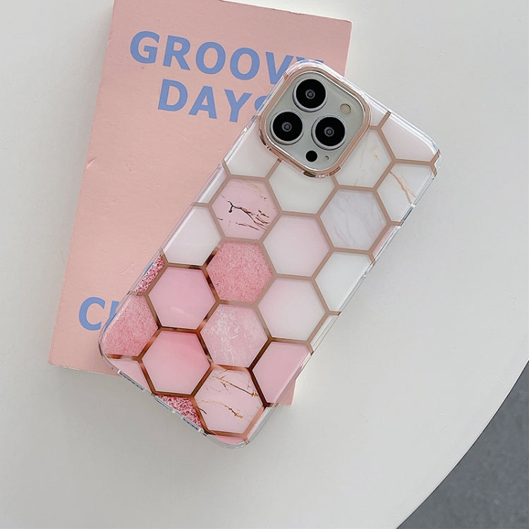 For iPhone 13 Dual-side Laminating Electroplating Honeycomb TPU Protective Case