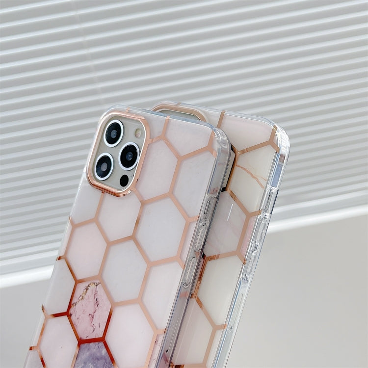 For iPhone 13 Dual-side Laminating Electroplating Honeycomb TPU Protective Case
