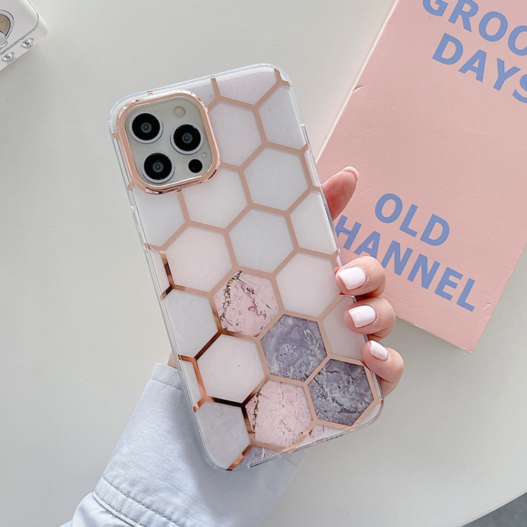 For iPhone 13 Pro Dual-side Laminating Electroplating Honeycomb TPU Protective Case