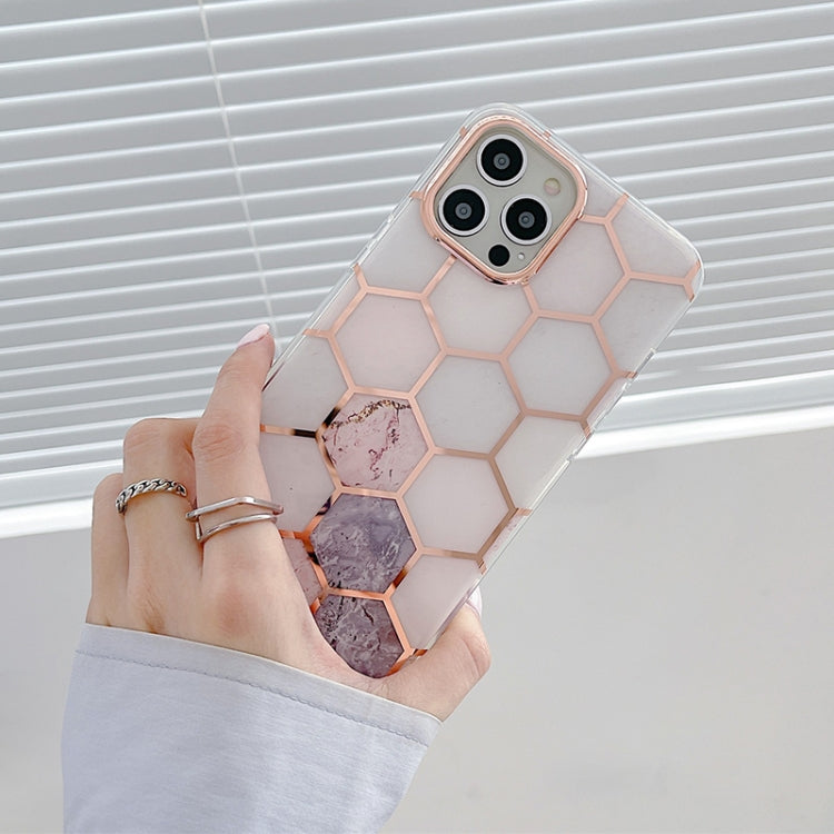 For iPhone 13 Pro Dual-side Laminating Electroplating Honeycomb TPU Protective Case