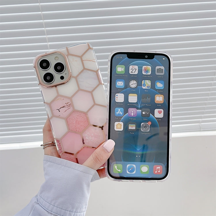 For iPhone 13 Pro Dual-side Laminating Electroplating Honeycomb TPU Protective Case