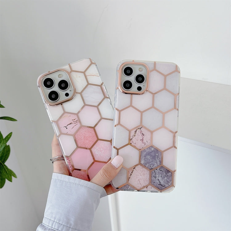 For iPhone 13 Pro Dual-side Laminating Electroplating Honeycomb TPU Protective Case
