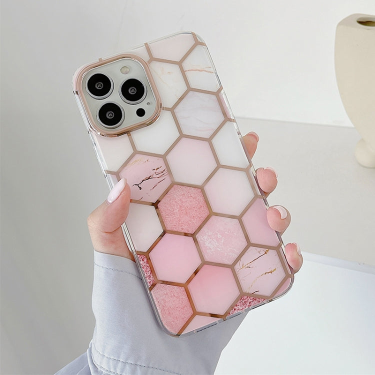 For iPhone 13 Pro Max Dual-side Laminating Electroplating Honeycomb TPU Protective Case