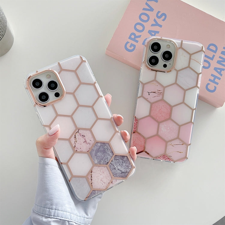 For iPhone 13 Pro Max Dual-side Laminating Electroplating Honeycomb TPU Protective Case