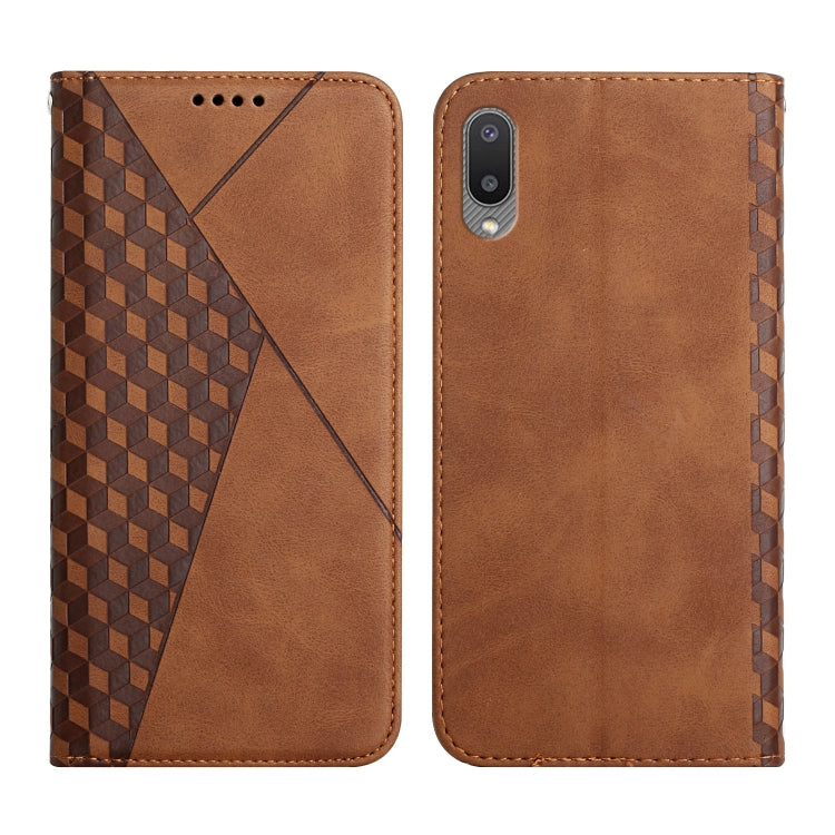 For Samsung Galaxy A02 / M02 Diamond Pattern Splicing Skin Feel Magnetic Horizontal Flip Leather Case with Card Slots & Holder & Wallet