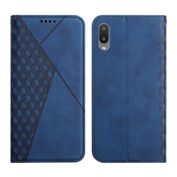 For Samsung Galaxy A02 / M02 Diamond Pattern Splicing Skin Feel Magnetic Horizontal Flip Leather Case with Card Slots & Holder & Wallet