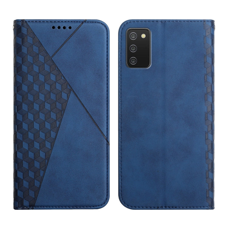 For Samsung Galaxy A02s US Version Diamond Pattern Splicing Skin Feel Magnetic Horizontal Flip Leather Case with Card Slots & Holder & Wallet