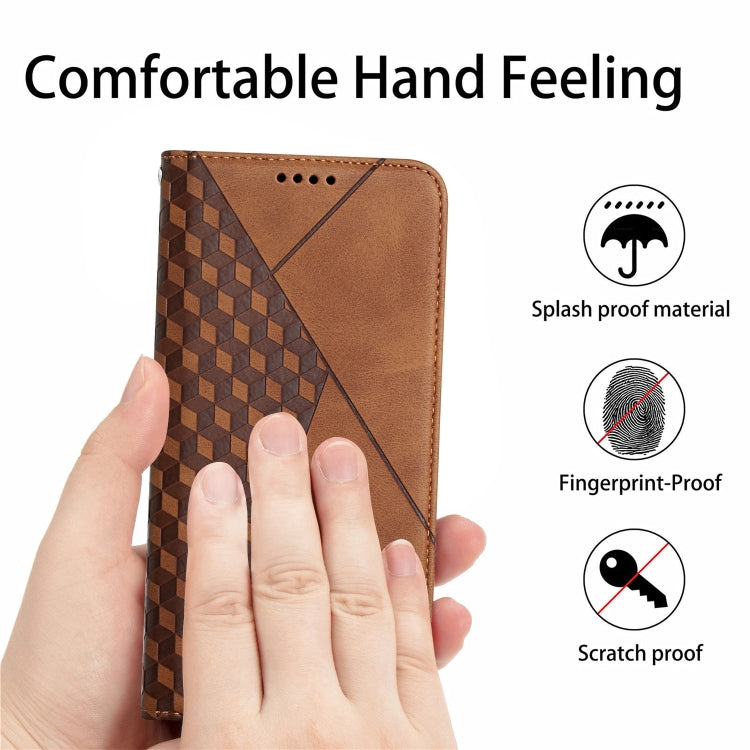 For Samsung Galaxy A12 Diamond Pattern Splicing Skin Feel Magnetic Horizontal Flip Leather Case with Card Slots & Holder & Wallet