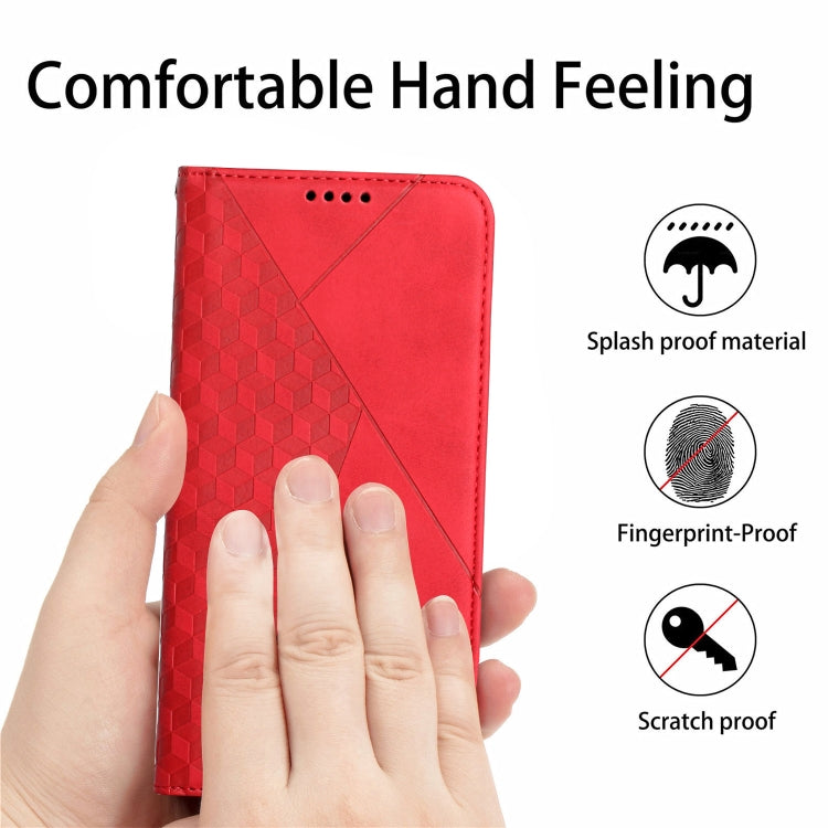 For Samsung Galaxy A12 Diamond Pattern Splicing Skin Feel Magnetic Horizontal Flip Leather Case with Card Slots & Holder & Wallet