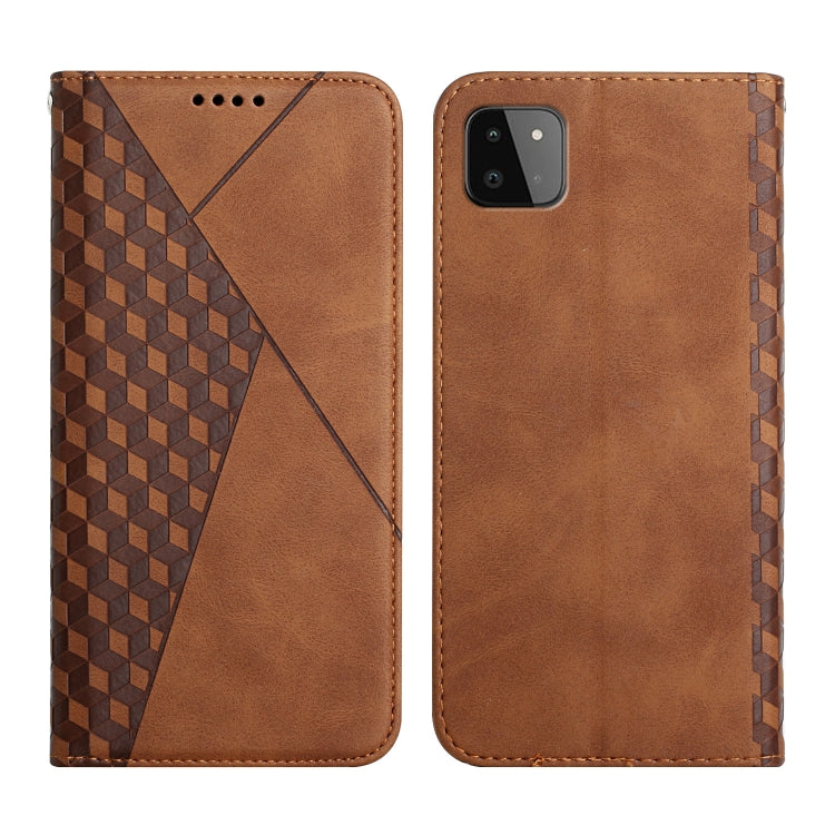 For Samsung Galaxy A22 5G Diamond Pattern Splicing Skin Feel Magnetic Horizontal Flip Leather Case with Card Slots & Holder & Wallet