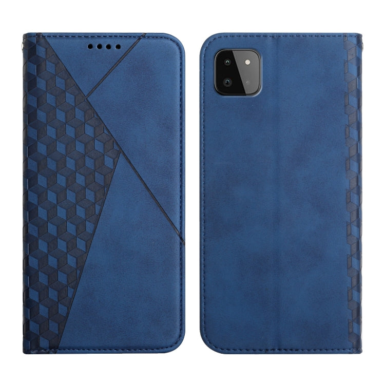 For Samsung Galaxy A22 5G Diamond Pattern Splicing Skin Feel Magnetic Horizontal Flip Leather Case with Card Slots & Holder & Wallet