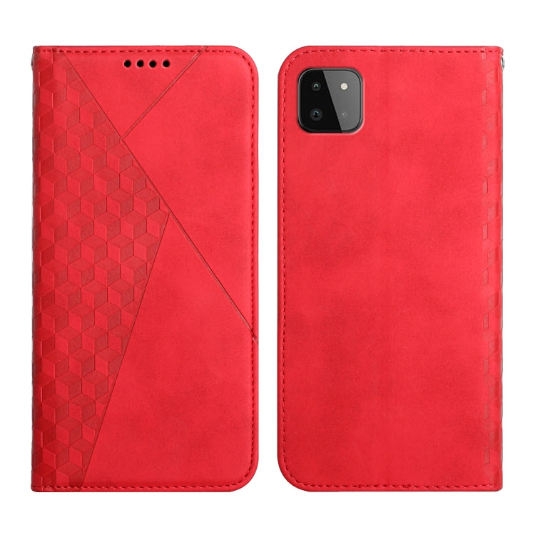 For Samsung Galaxy A22 5G Diamond Pattern Splicing Skin Feel Magnetic Horizontal Flip Leather Case with Card Slots & Holder & Wallet