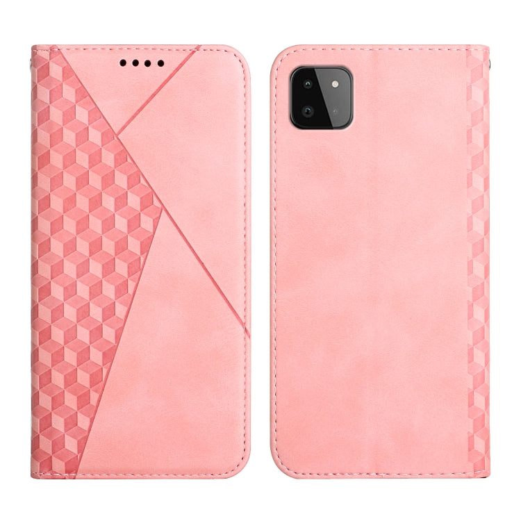 For Samsung Galaxy A22 5G Diamond Pattern Splicing Skin Feel Magnetic Horizontal Flip Leather Case with Card Slots & Holder & Wallet
