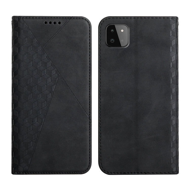 For Samsung Galaxy A22 5G Diamond Pattern Splicing Skin Feel Magnetic Horizontal Flip Leather Case with Card Slots & Holder & Wallet