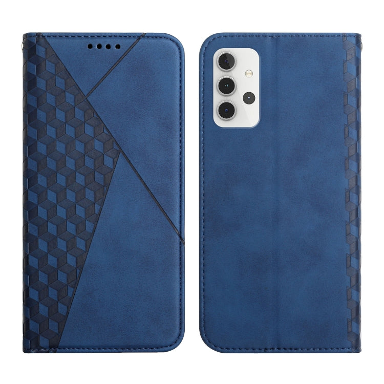 For Samsung Galaxy A32 4G Diamond Pattern Splicing Skin Feel Magnetic Horizontal Flip Leather Case with Card Slots & Holder & Wallet