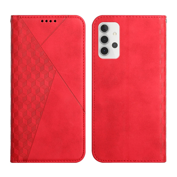 For Samsung Galaxy A32 4G Diamond Pattern Splicing Skin Feel Magnetic Horizontal Flip Leather Case with Card Slots & Holder & Wallet
