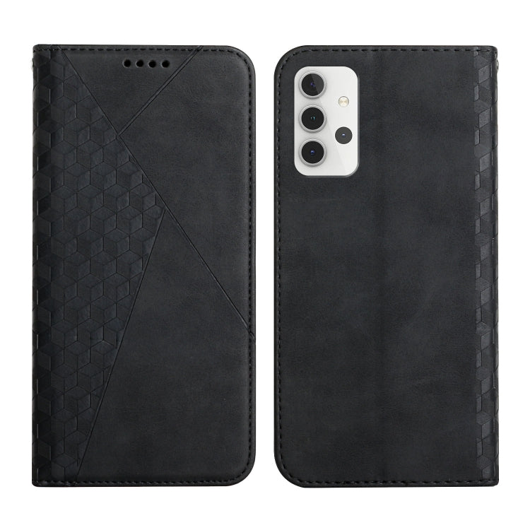For Samsung Galaxy A32 4G Diamond Pattern Splicing Skin Feel Magnetic Horizontal Flip Leather Case with Card Slots & Holder & Wallet