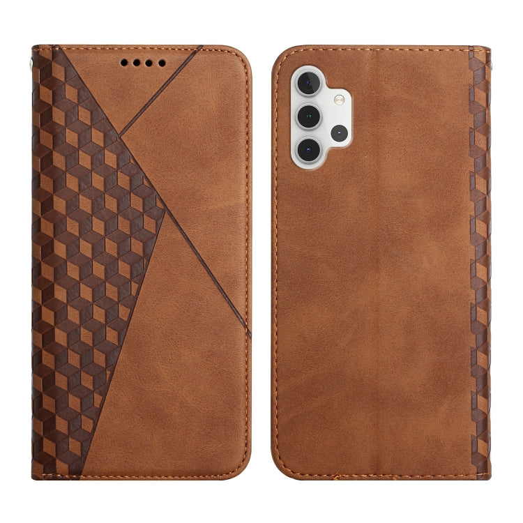For Samsung Galaxy A32 5G Diamond Pattern Splicing Skin Feel Magnetic Horizontal Flip Leather Case with Card Slots & Holder & Wallet